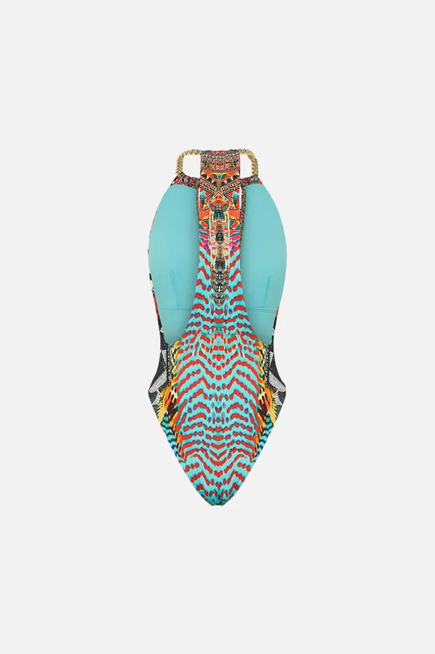 CHAIN NECK PLUNGE ONE PIECE DESERT VISIONS Desert Visions Womens Camilla One Pieces