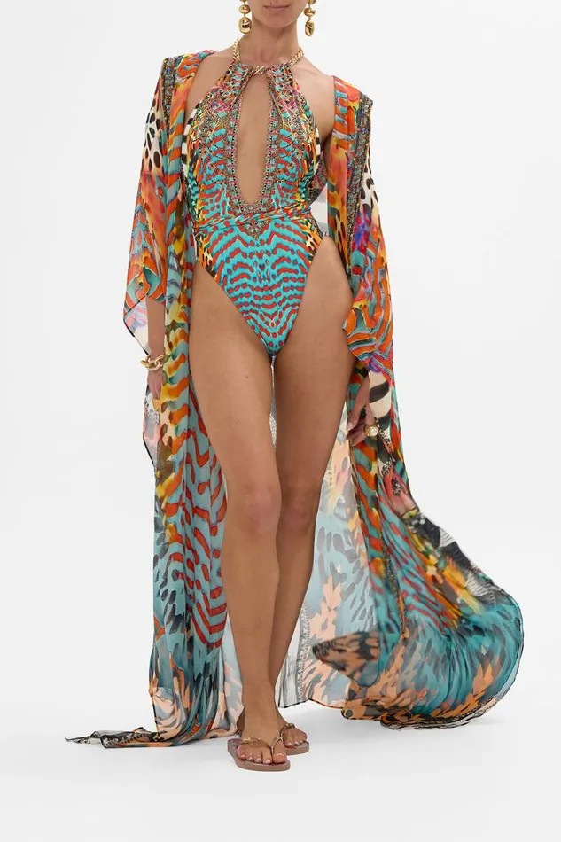 CHAIN NECK PLUNGE ONE PIECE DESERT VISIONS Desert Visions Womens Camilla One Pieces