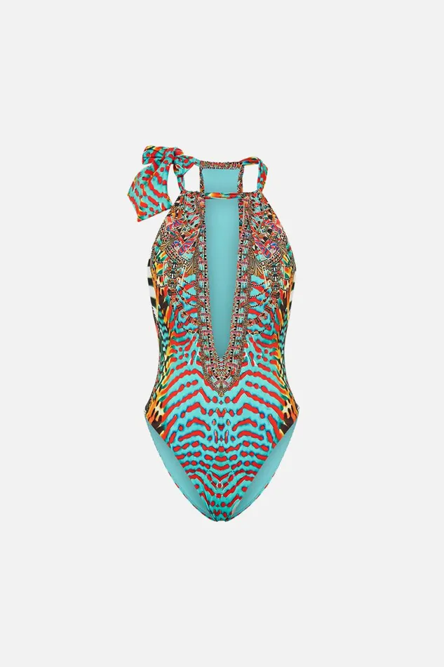 CHAIN NECK PLUNGE ONE PIECE DESERT VISIONS Desert Visions Womens Camilla One Pieces