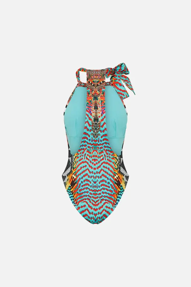 CHAIN NECK PLUNGE ONE PIECE DESERT VISIONS Desert Visions Womens Camilla One Pieces