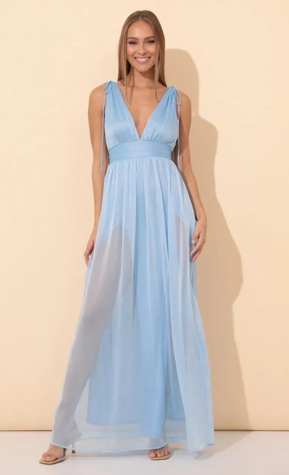 Chiffon Maxi Dress Blue Women LUCY IN THE SKY Maxi Dresses