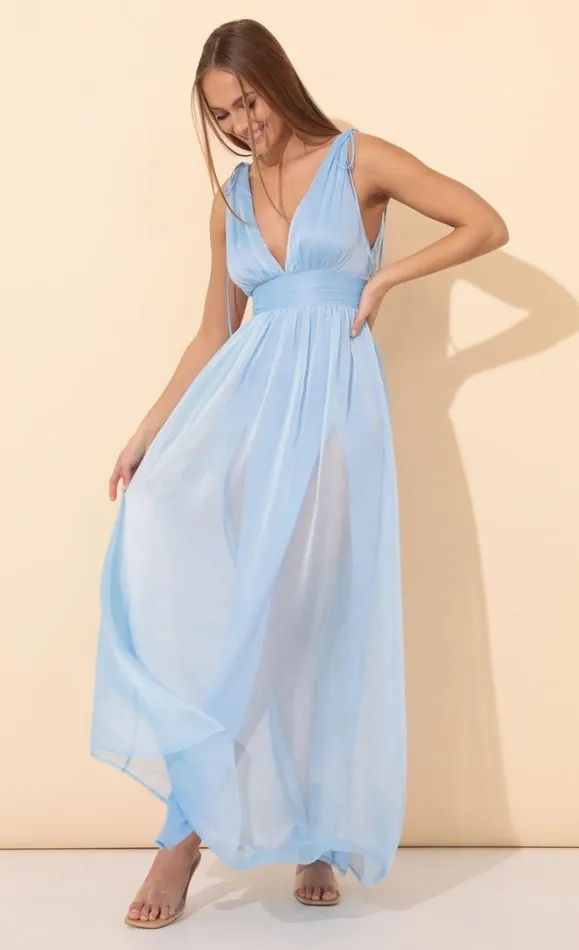 Chiffon Maxi Dress Blue Women LUCY IN THE SKY Maxi Dresses Chiffon Maxi Dress Blue Women LUCY IN THE SKY Maxi Dresses