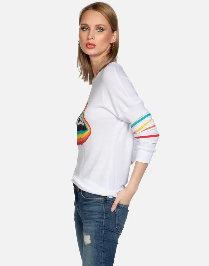 Chrissy Rainbow Kiss Lip White Women Lauren Moshi Long Sleeve