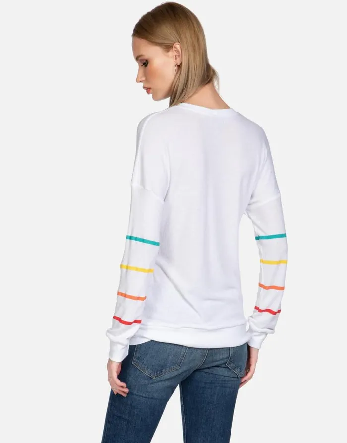 Chrissy Rainbow Kiss Lip White Women Lauren Moshi Long Sleeve