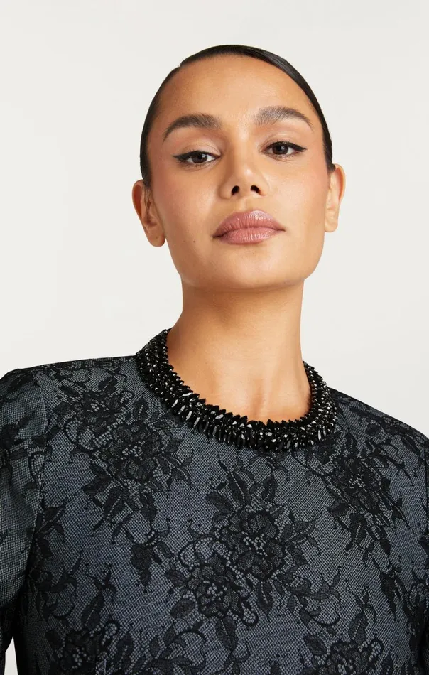 Cinq Sept Bonded Lace Reina Dress Lightindigoblack Women Mini