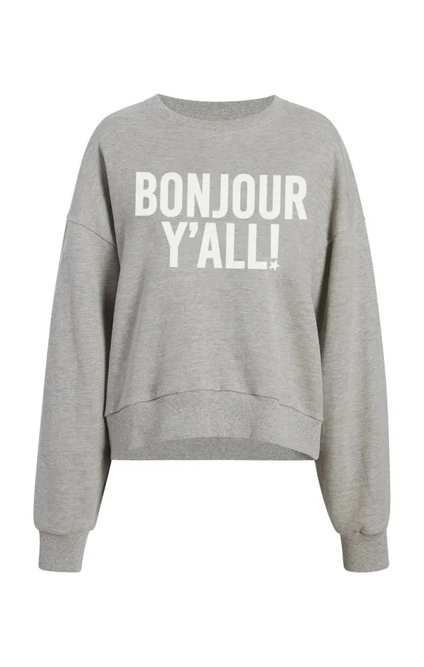 Cinq Sept Bonjour Y039all Brandy Pullover Heathergreywhite Women Long Sleeve Tops