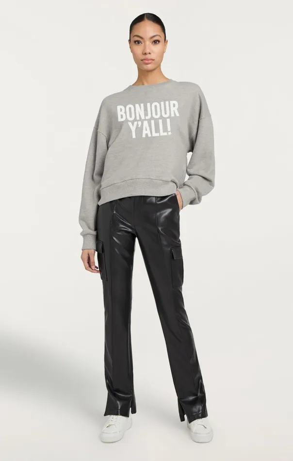 Cinq Sept Bonjour Y039all Brandy Pullover Heathergreywhite Women Long Sleeve Tops