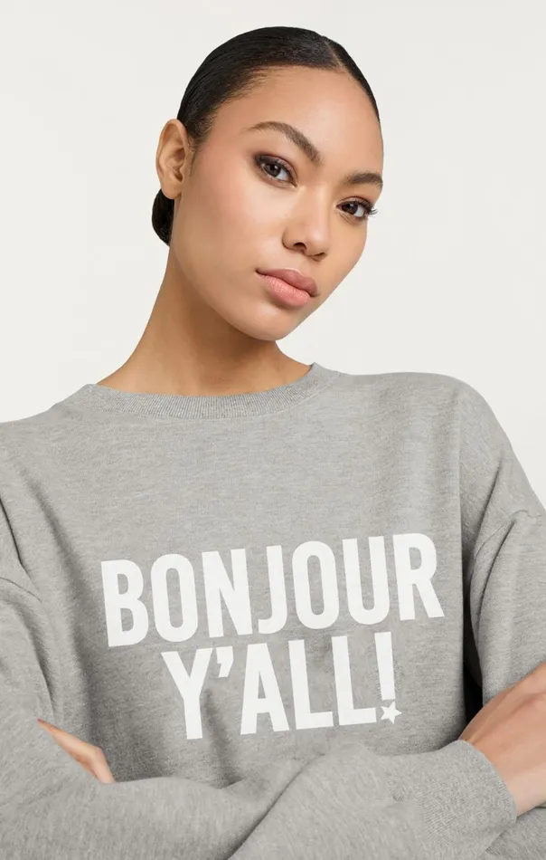 Cinq Sept Bonjour Y039all Brandy Pullover Heathergreywhite Women Long Sleeve Tops