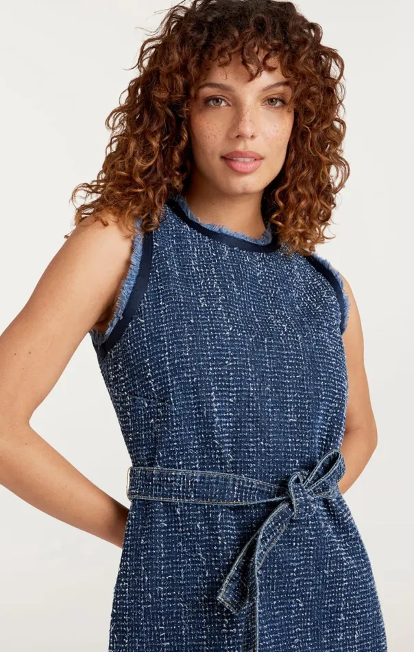 Cinq Sept Boucle Denim Mindie Dress Indigo Women Mini