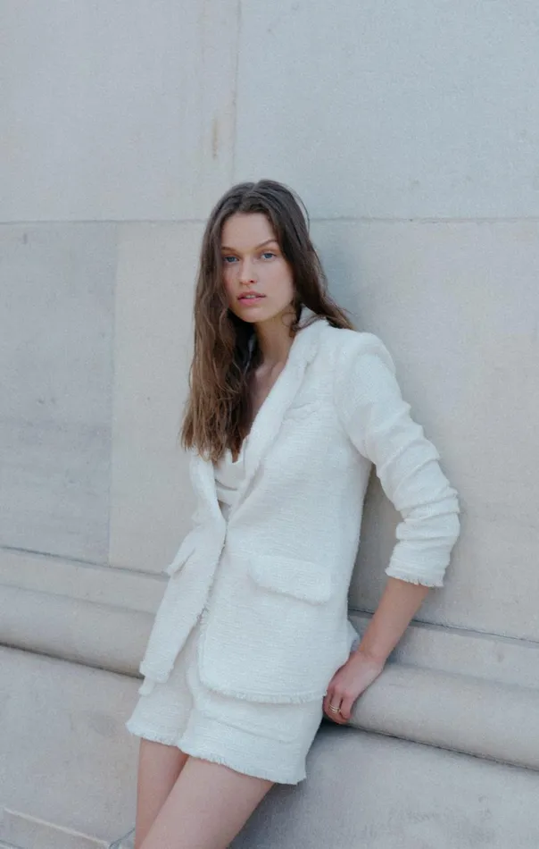 Cinq Sept Boucle Khloe Blazer Gardenia Women Jackets