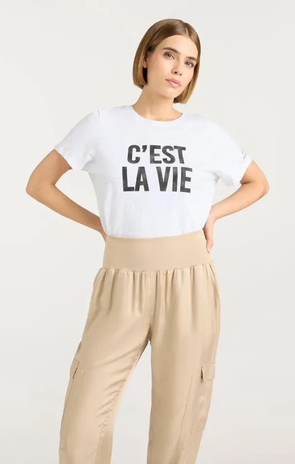 Cinq Sept C039est La Vie Tee Whiteblack Women Tees