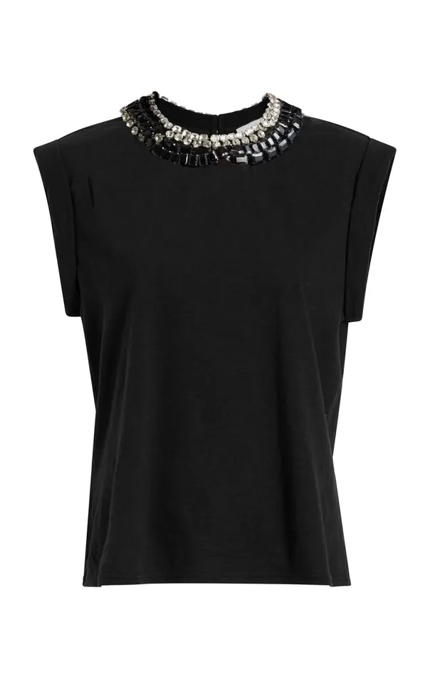 Cinq Sept Chunky Rhinestone Embellished Tee Blackclear Women Tees