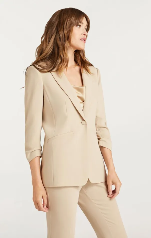 Cinq Sept Crepe Khloe Blazer Khaki Women Blazers