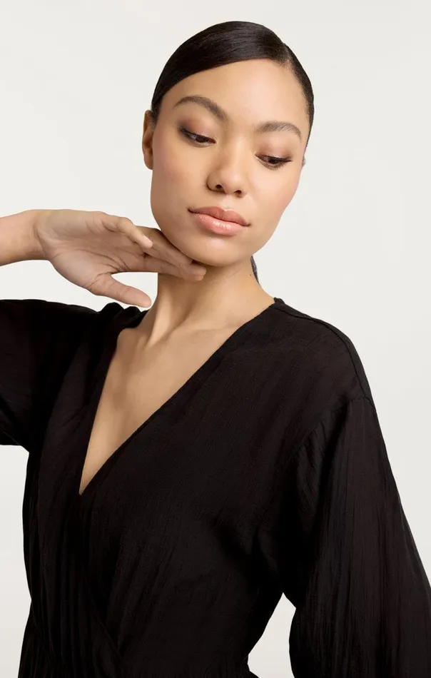 Cinq Sept Crinkle Tencel Torey Dress Black Women Midi