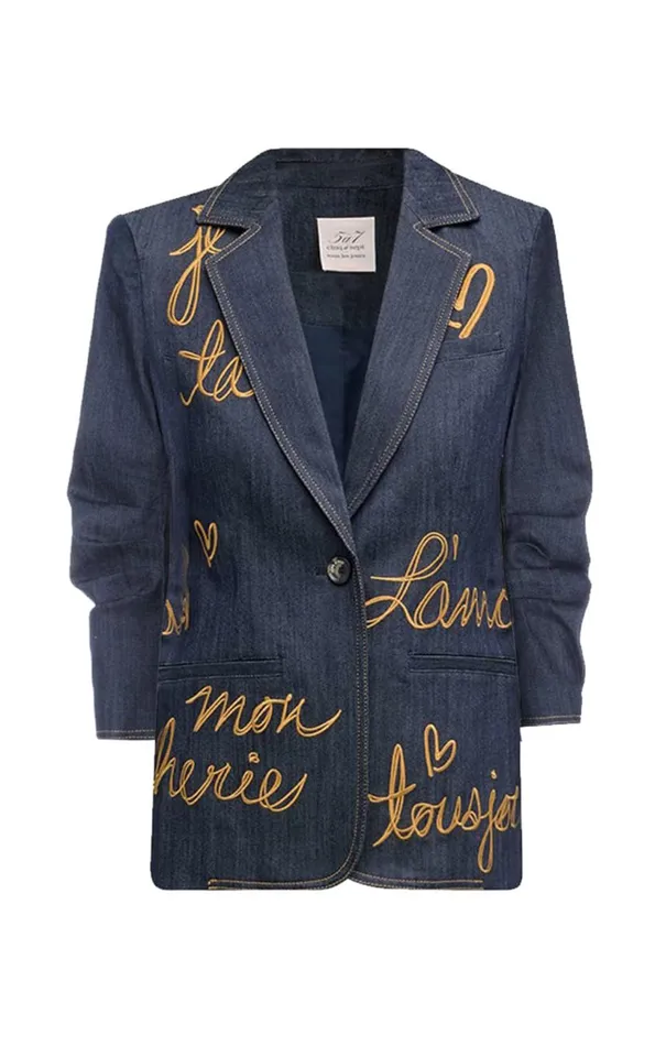 Cinq Sept Denim Lamour Khloe Blazer Indigo Women Denim
