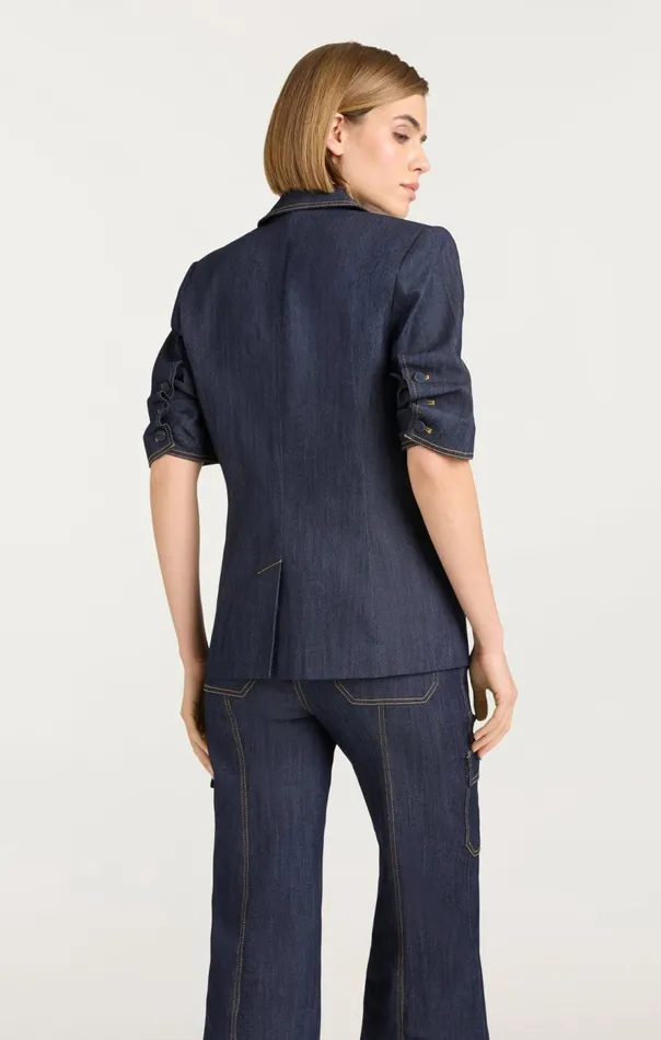 Cinq Sept Denim Short Sleeve Khloe Blazer Indigo Women Blazers
