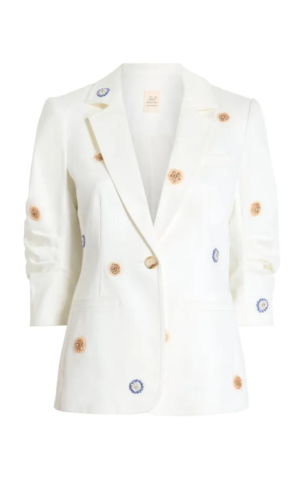 Cinq Sept Ditsy Dots Denim Khloe Blazer White Women Denim