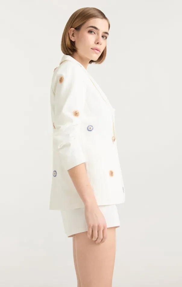 Cinq Sept Ditsy Dots Denim Khloe Blazer White Women Denim