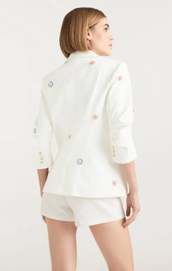 Cinq Sept Ditsy Dots Denim Khloe Blazer White Women Denim