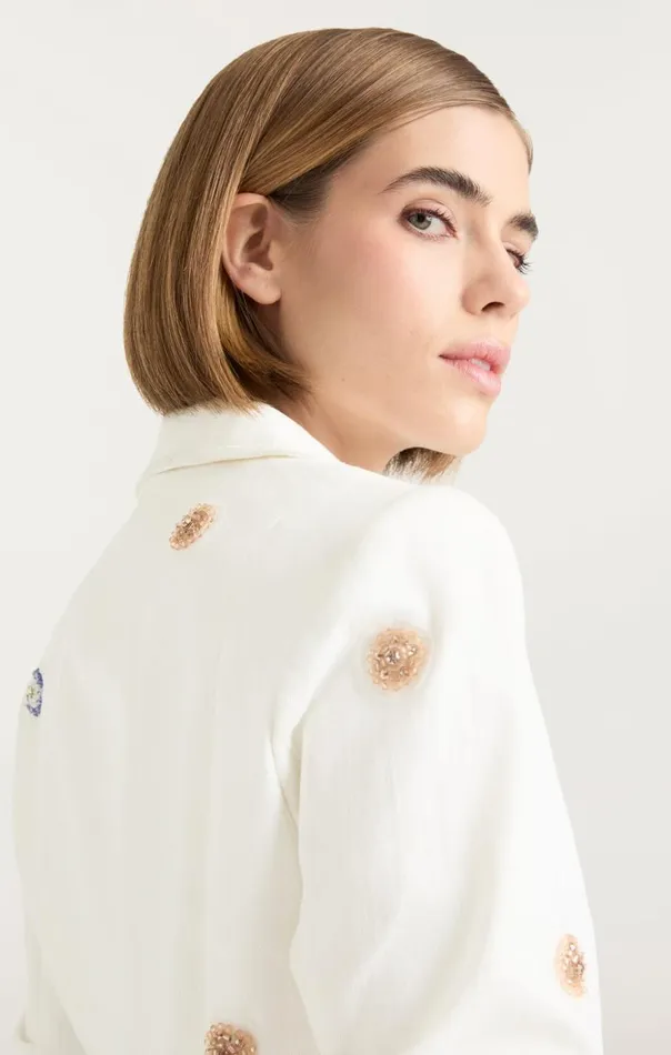 Cinq Sept Ditsy Dots Denim Khloe Blazer White Women Denim