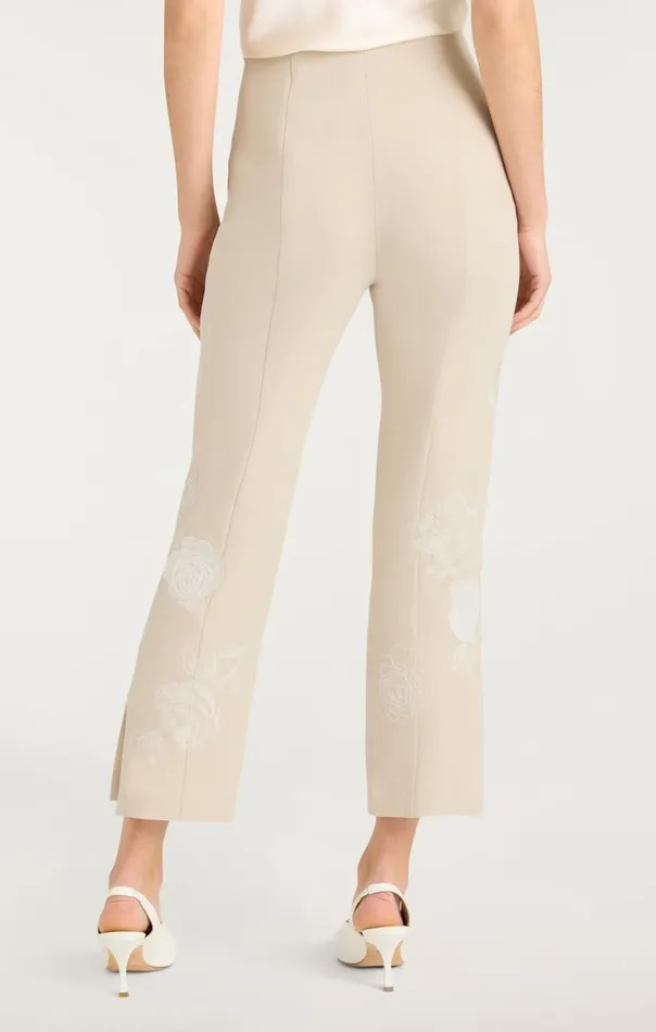 Cinq Sept Floating Roses Embellished Cropped Brianne Pant Plasterivory Women Pants