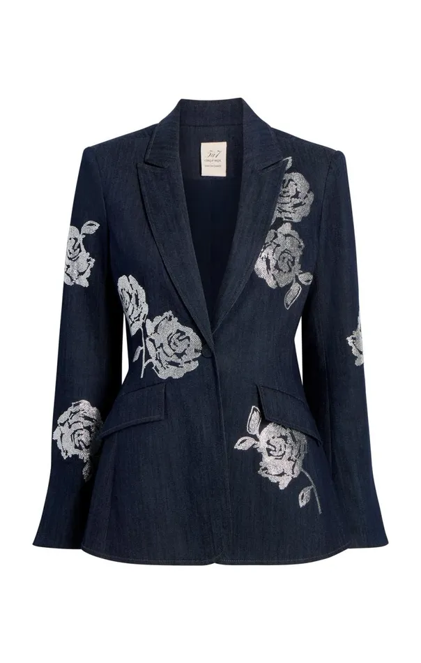 Cinq Sept Heatset Roses Cheyenne Blazer Indigo Women Blazers