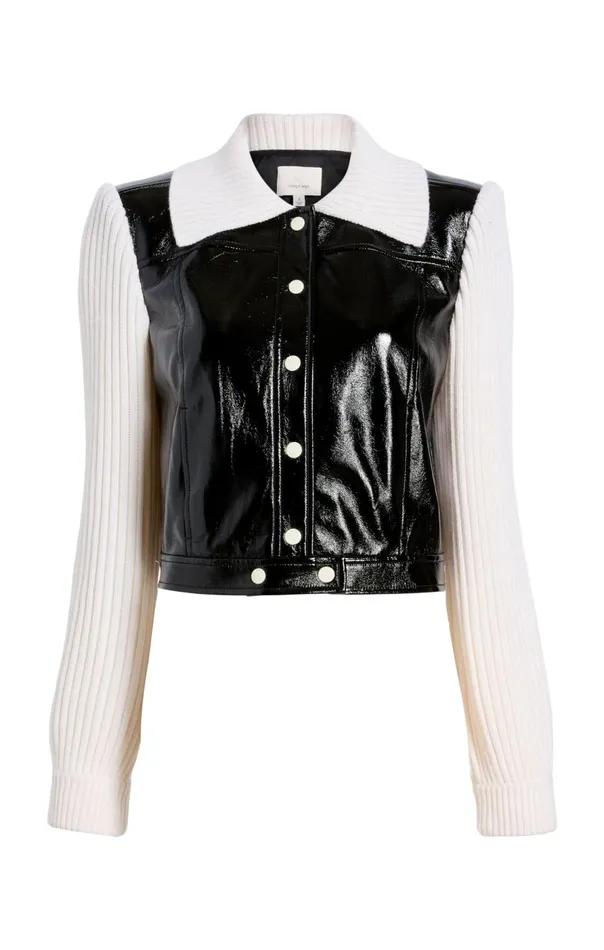 Cinq Sept Knit Sleeve Ciara Jacket Blackivory Women Jackets