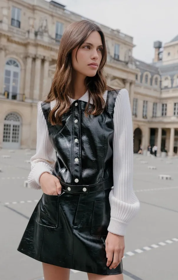 Cinq Sept Knit Sleeve Ciara Jacket Blackivory Women Jackets