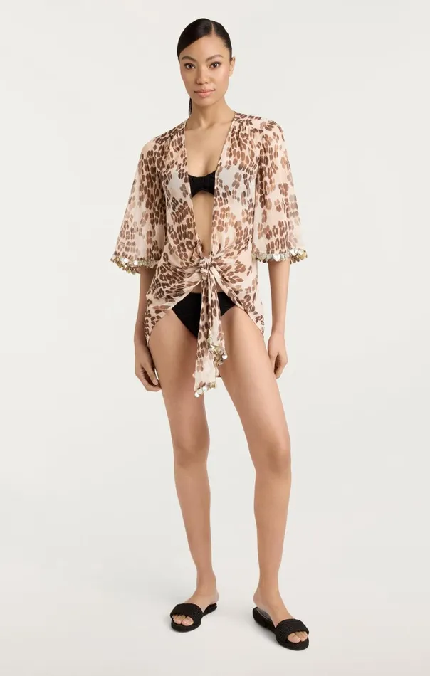 Cinq Sept Leopard Mini Stefie Coverup Alabastermulti Women Coverups