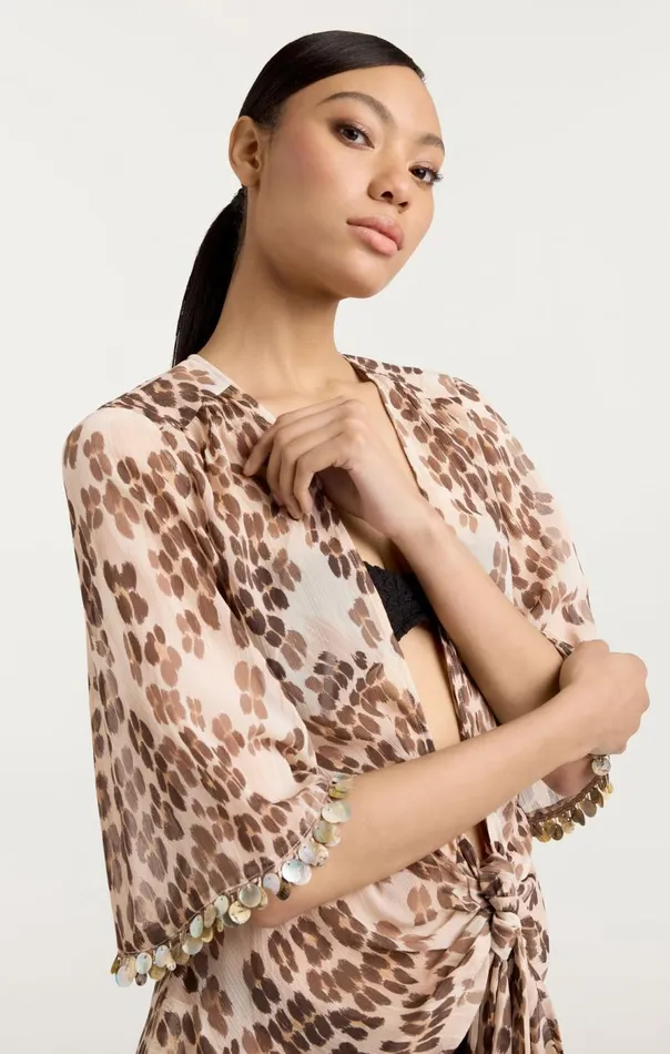 Cinq Sept Leopard Mini Stefie Coverup Alabastermulti Women Coverups