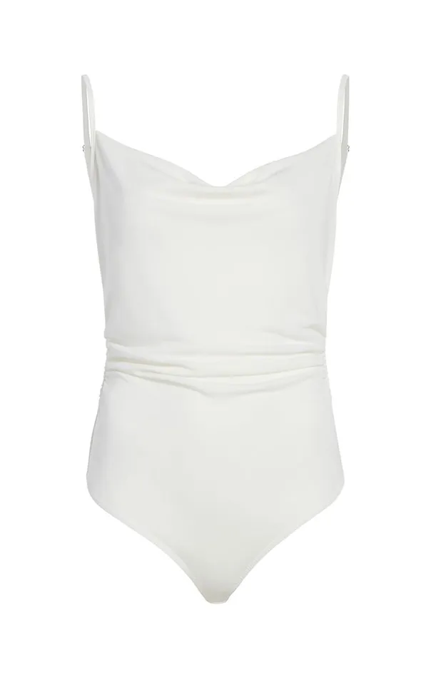 Cinq Sept Marta Bodysuit Ivory Women Tank Tops and Camisoles