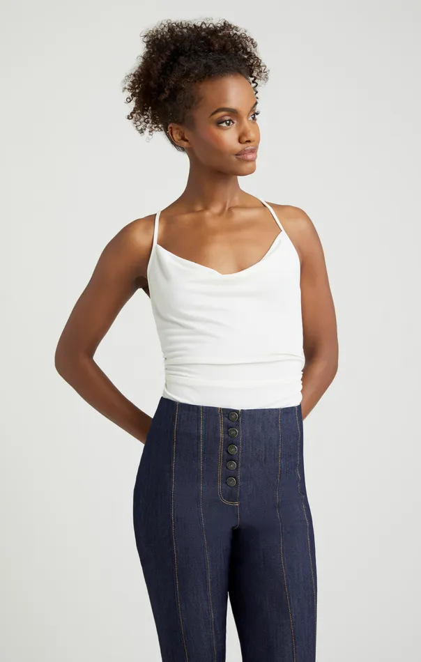 Cinq Sept Marta Bodysuit Ivory Women Tank Tops and Camisoles