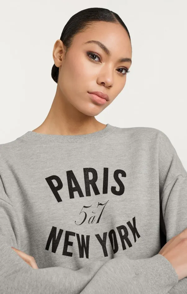 Cinq Sept Paris New York Brandy Pullover Heathergreyblack Women Sweaters and Knits
