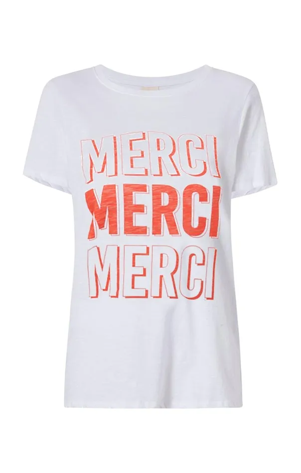Cinq Sept Pop Up Merci Merci Merci Tee Whitecherrytomato Women Tees