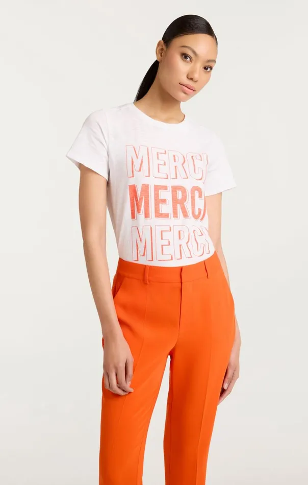 Cinq Sept Pop Up Merci Merci Merci Tee Whitecherrytomato Women Tees