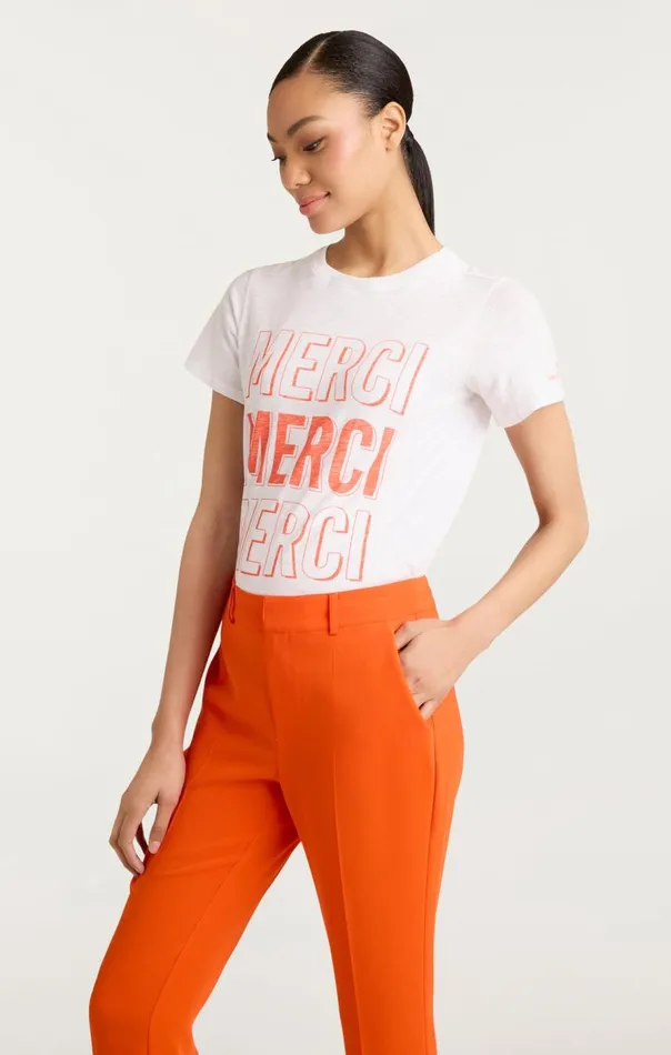 Cinq Sept Pop Up Merci Merci Merci Tee Whitecherrytomato Women Tees