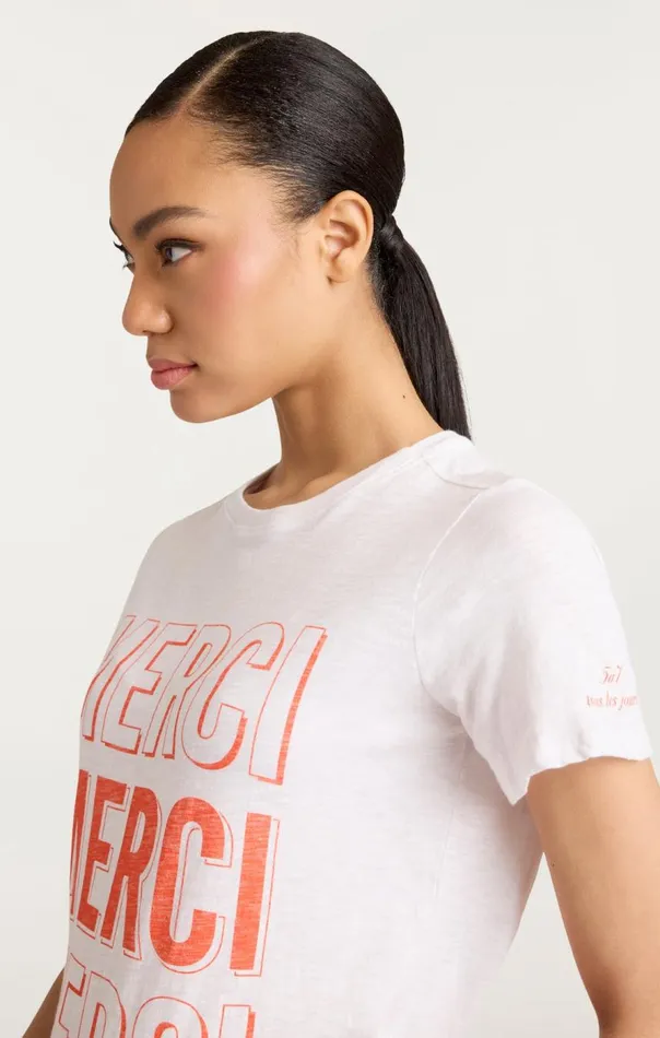 Cinq Sept Pop Up Merci Merci Merci Tee Whitecherrytomato Women Tees