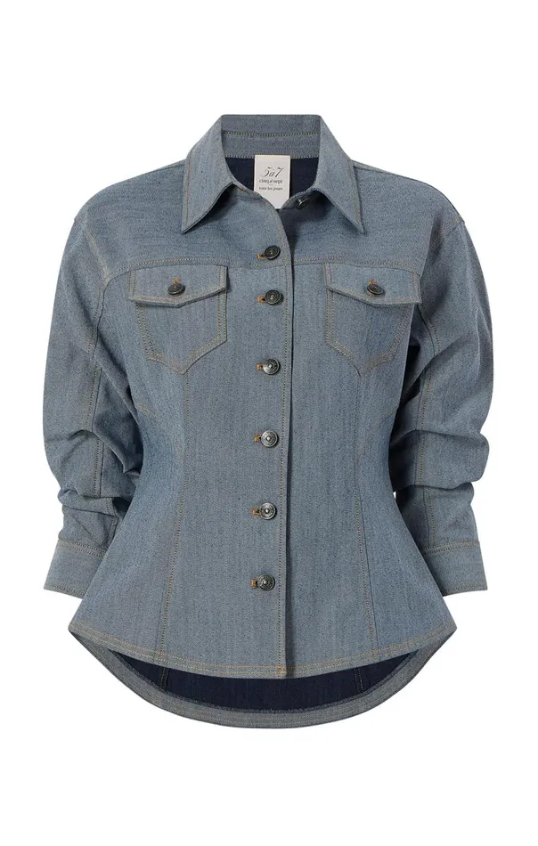 Cinq Sept Reverse Denim Scrunched Canyon Jacket Lightindigo Women Denim