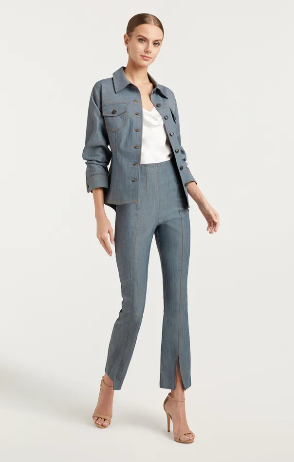Cinq Sept Reverse Denim Scrunched Canyon Jacket Lightindigo Women Denim