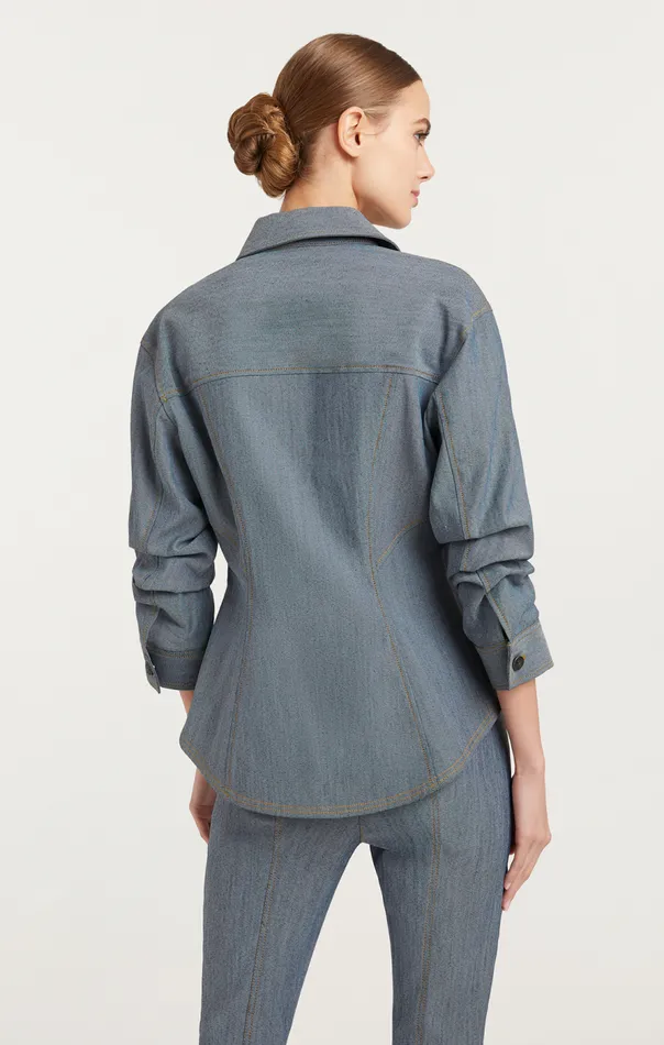 Cinq Sept Reverse Denim Scrunched Canyon Jacket Lightindigo Women Denim