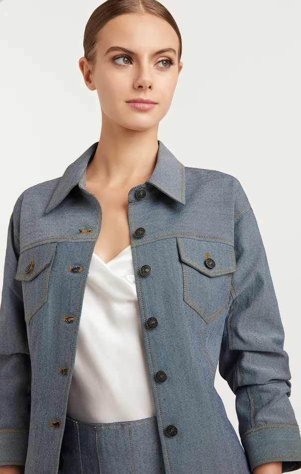 Cinq Sept Reverse Denim Scrunched Canyon Jacket Lightindigo Women Denim