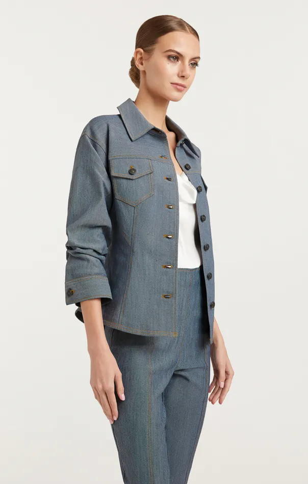 Cinq Sept Reverse Denim Scrunched Canyon Jacket Lightindigo Women Denim