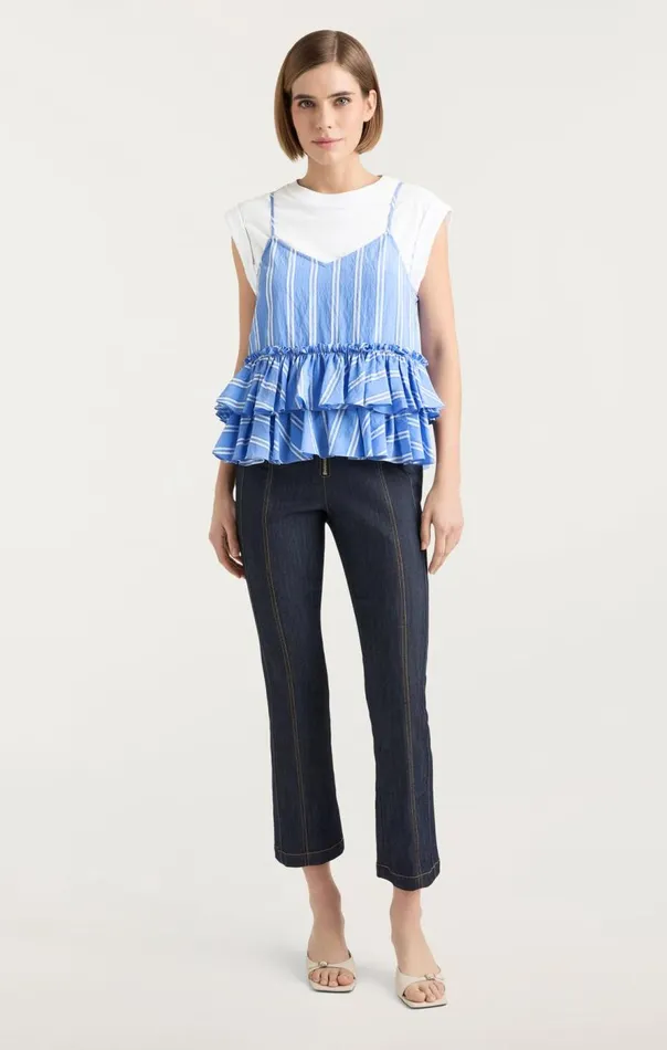 Cinq Sept Samantha Top Whiteoxfordblue Women Tees