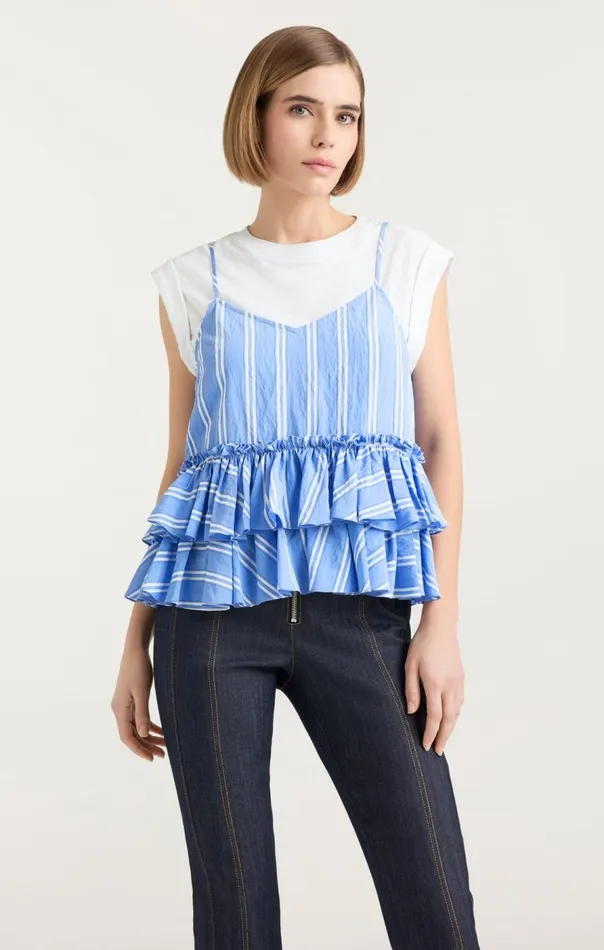 Cinq Sept Samantha Top Whiteoxfordblue Women Tees
