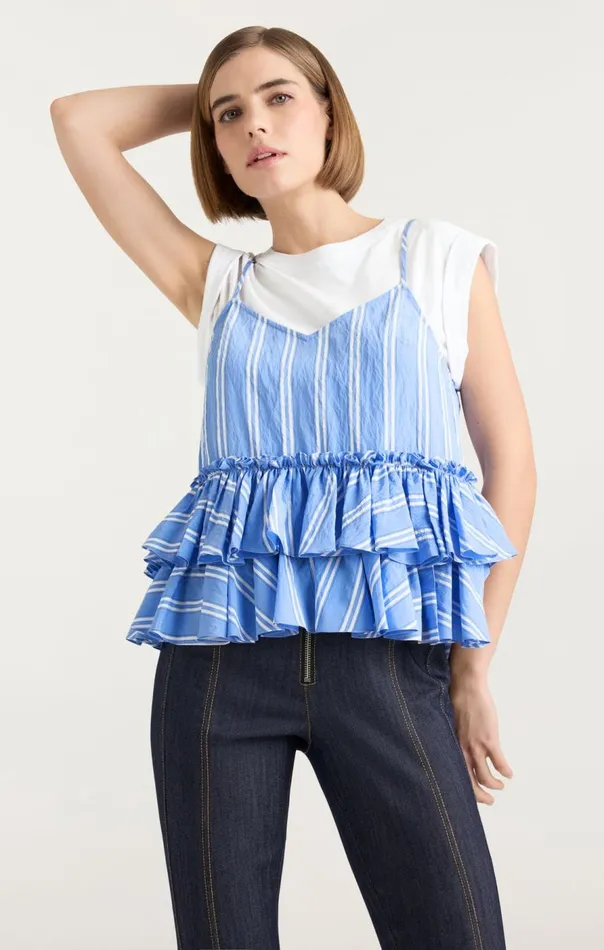 Cinq Sept Samantha Top Whiteoxfordblue Women Tees