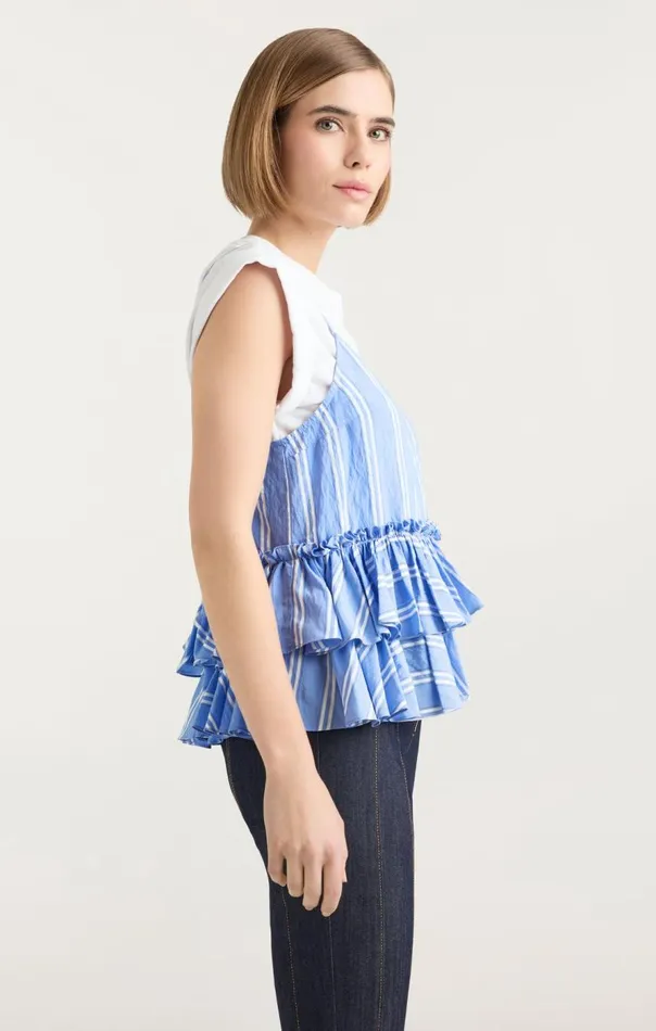 Cinq Sept Samantha Top Whiteoxfordblue Women Tees