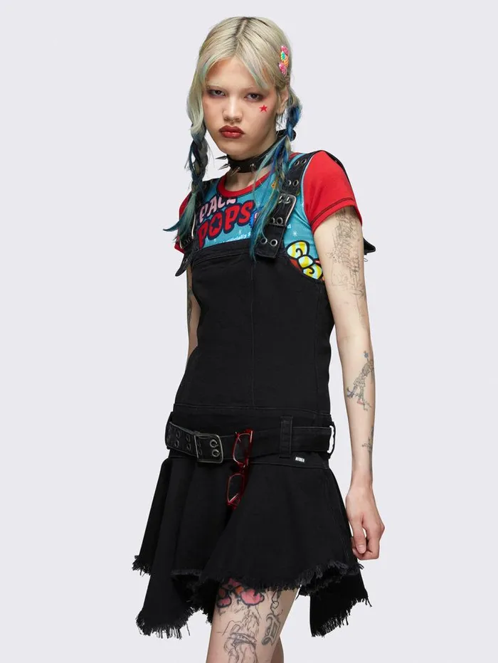 Claire Black Denim Mini Dress Women Minga London Dresses Claire Black Denim Mini Dress Women Minga London Dresses