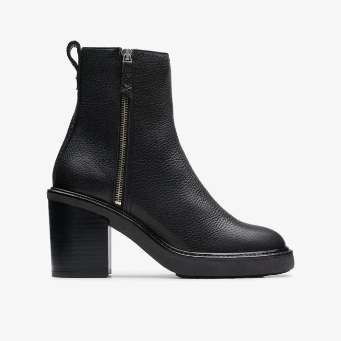 Clarks Ankle Boots Cassiano Zip Ankle Boot Black Leather 8211 Women