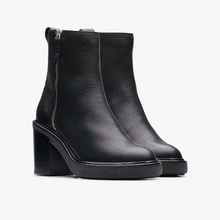 Clarks Ankle Boots Cassiano Zip Ankle Boot Black Leather 8211 Women