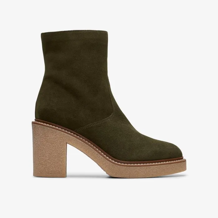 Clarks Ankle Boots Colden Up Dark Green Suede 8211 Women